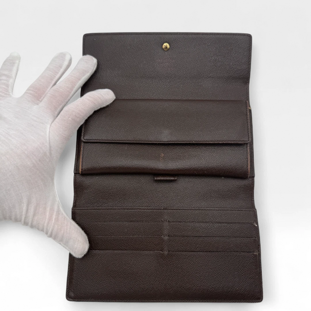 Louis Vuitton Geldbeutel Porte-Tresor International Damier Ebene braun
