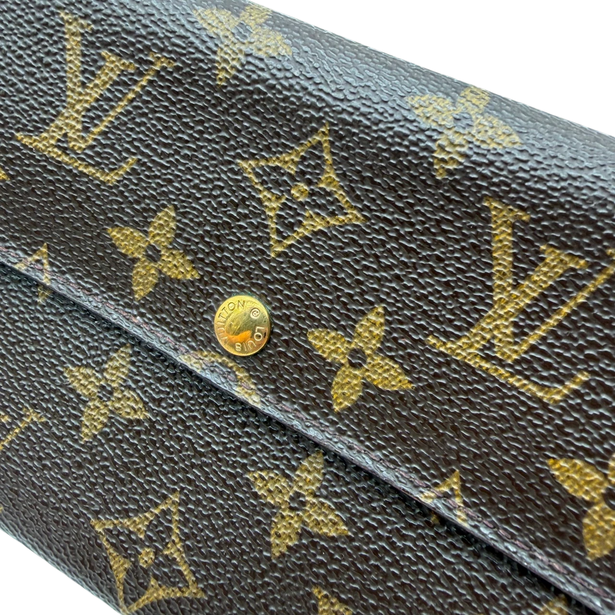 Louis Vuitton Geldbeutel Sarah monogram braun – Beschläge im Detail