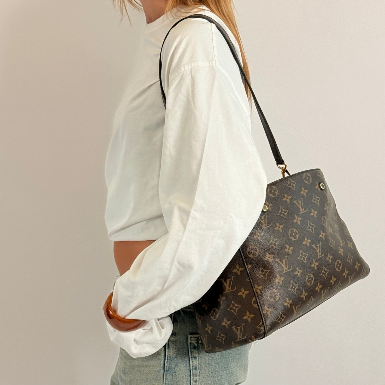 Louis Vuitton Handtasche Montaigne MM mit Schultergurt monogram braun