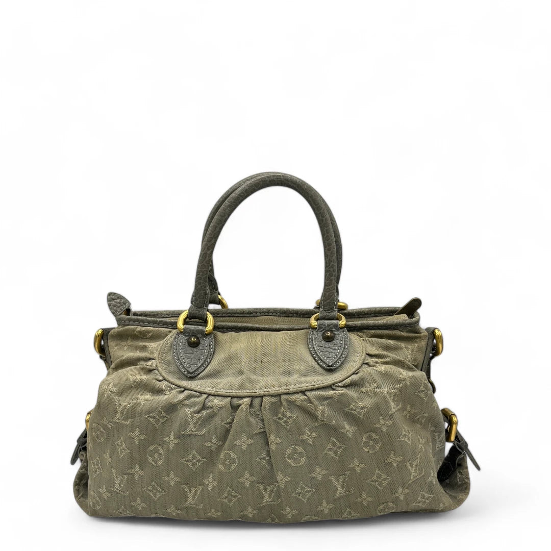Louis Vuitton Handtasche Neo Cabby MM mit Schultergurt aus Denimstoff hellgrau