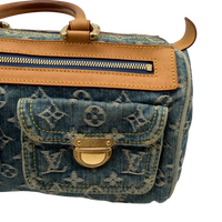 Louis Vuitton Handtasche Neo Speedy Denim monogram blau – Beschläge im Detail