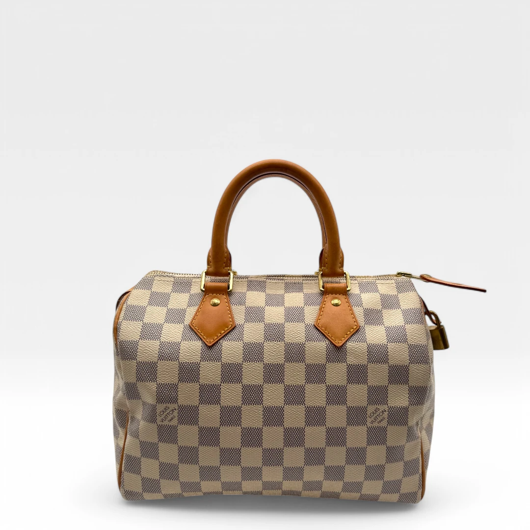 Louis Vuitton Handtasche Speedy 25 Damier Azur weiß