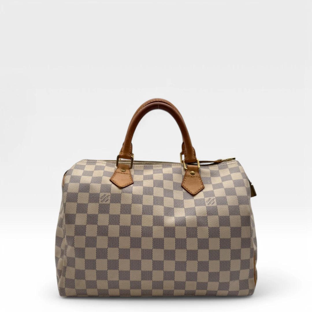 Louis Vuitton Handtasche Speedy 30 Damier Azur weiß