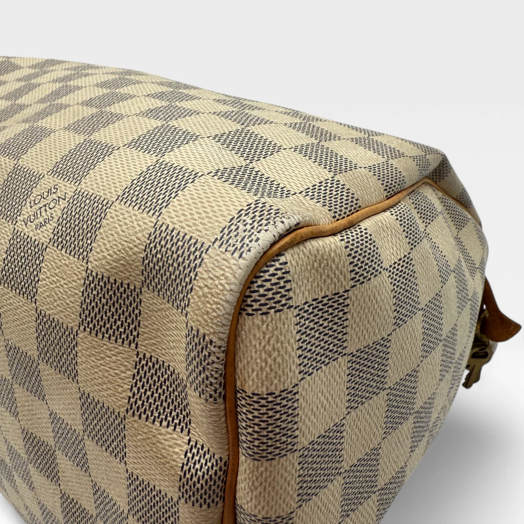 Louis Vuitton Handtasche Speedy 30 Damier Azur weiß