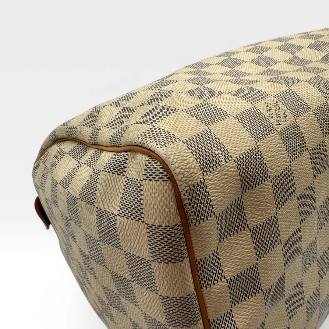 Louis Vuitton Handtasche Speedy 30 Damier Azur weiß