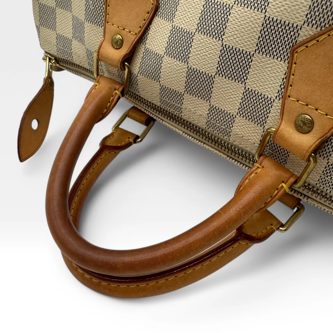 Louis Vuitton Handtasche Speedy 30 Damier Azur weiß