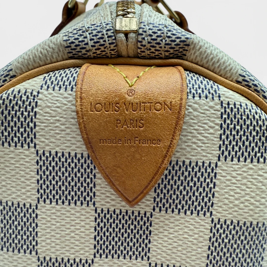 Louis Vuitton Handtasche Speedy 30 Damier Azur weiß