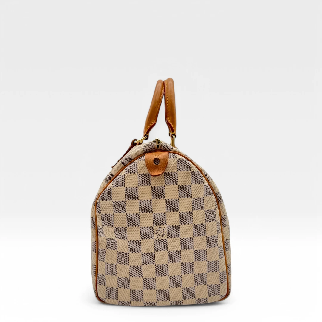 Louis Vuitton Handtasche Speedy 35 Damier Azur weiß
