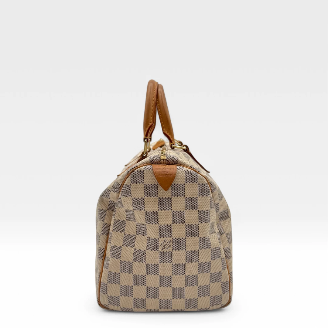 Louis Vuitton Handtasche Speedy 35 Damier Azur weiß