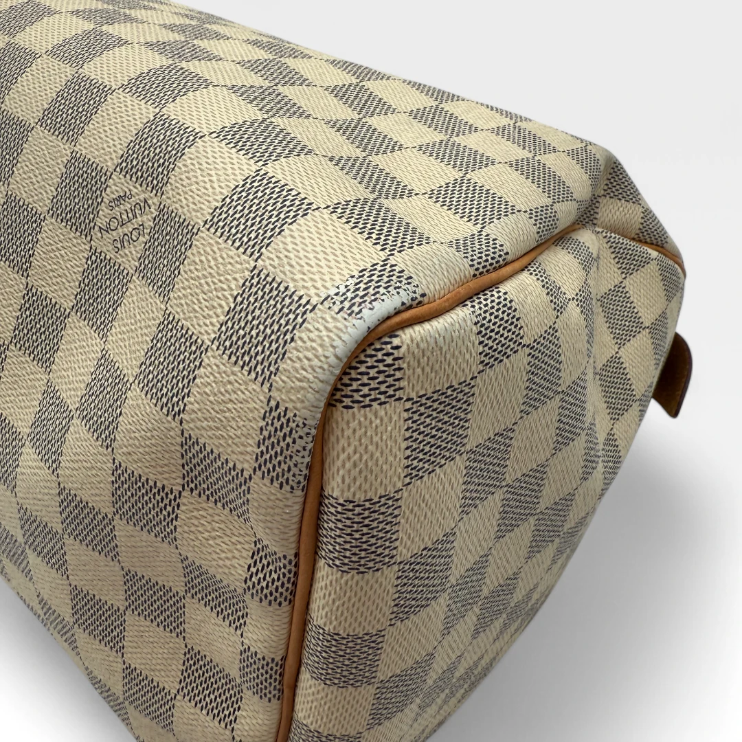 Louis Vuitton Handtasche Speedy 35 Damier Azur weiß
