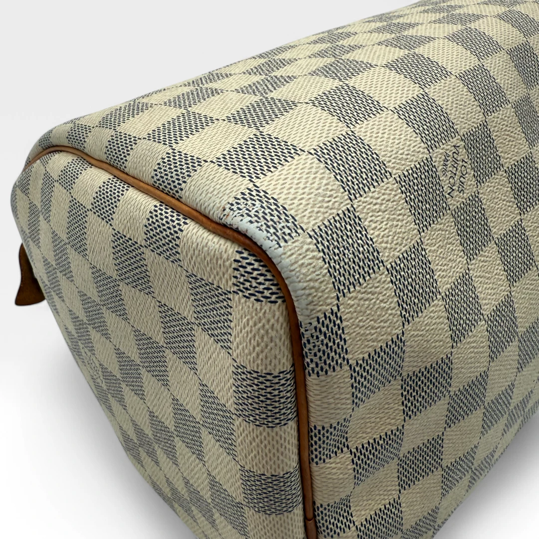 Louis Vuitton Handtasche Speedy 35 Damier Azur weiß