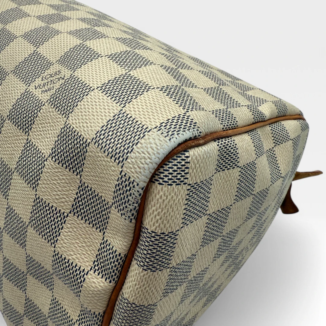 Louis Vuitton Handtasche Speedy 35 Damier Azur weiß