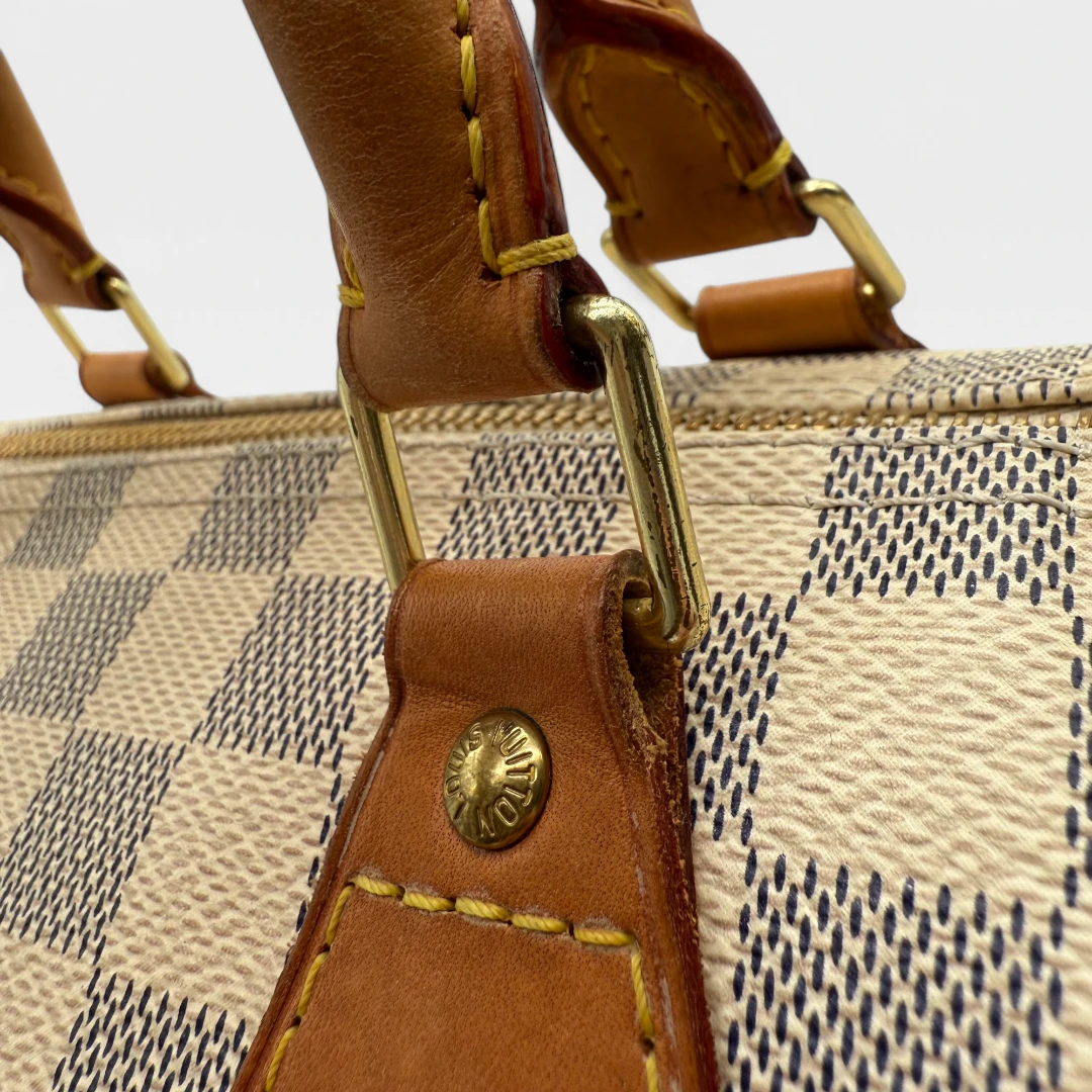 Louis Vuitton Handtasche Speedy 35 Damier Azur weiß