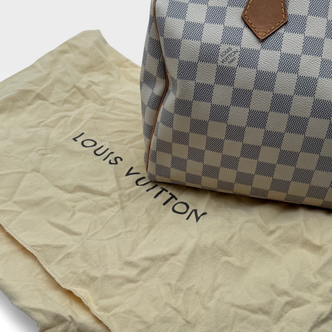 Louis Vuitton Handtasche Speedy 35 Damier Azur weiß
