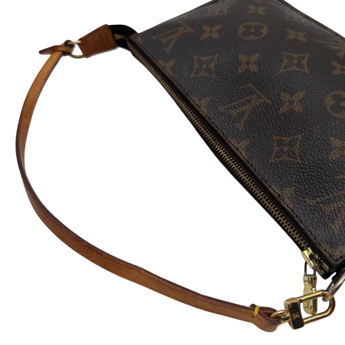 Louis Vuitton Pochette Accessoires monogram braun – Schulterriemen im Detail