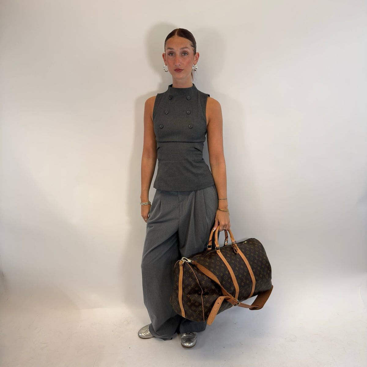 Louis Vuitton Reisetasche Keepall 55 Bandoulière monogram braun