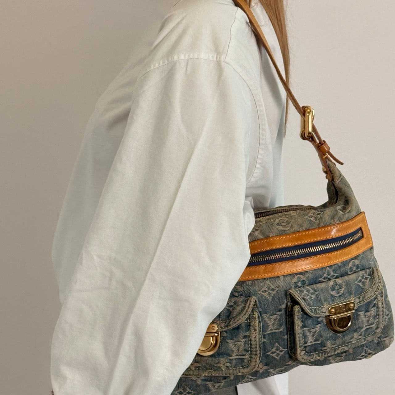 Louis Vuitton Schultertasche Baggy PM monogram blau