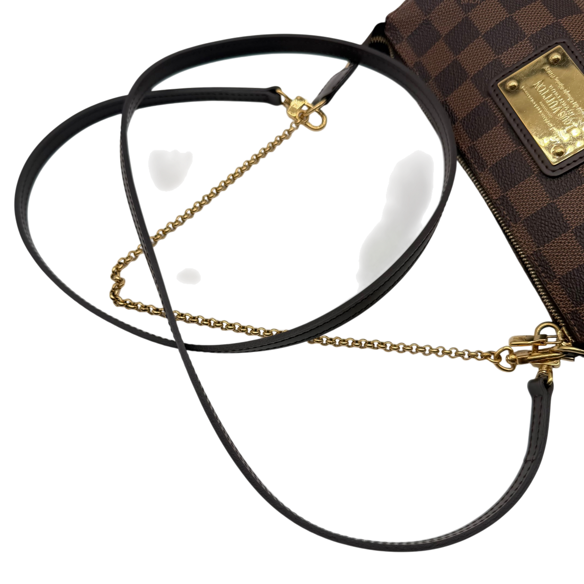 Louis Vuitton Schultertasche Eva Damier Ebene braun – Schulterriemen im Detail