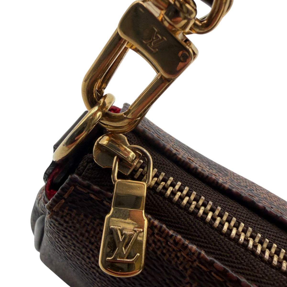 Louis Vuitton Schultertasche Eva Damier Ebene braun – Beschläge im Detail