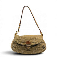 Louis Vuitton Schultertasche Mini Pleaty aus Denim monogram khaki – Gesamtansicht