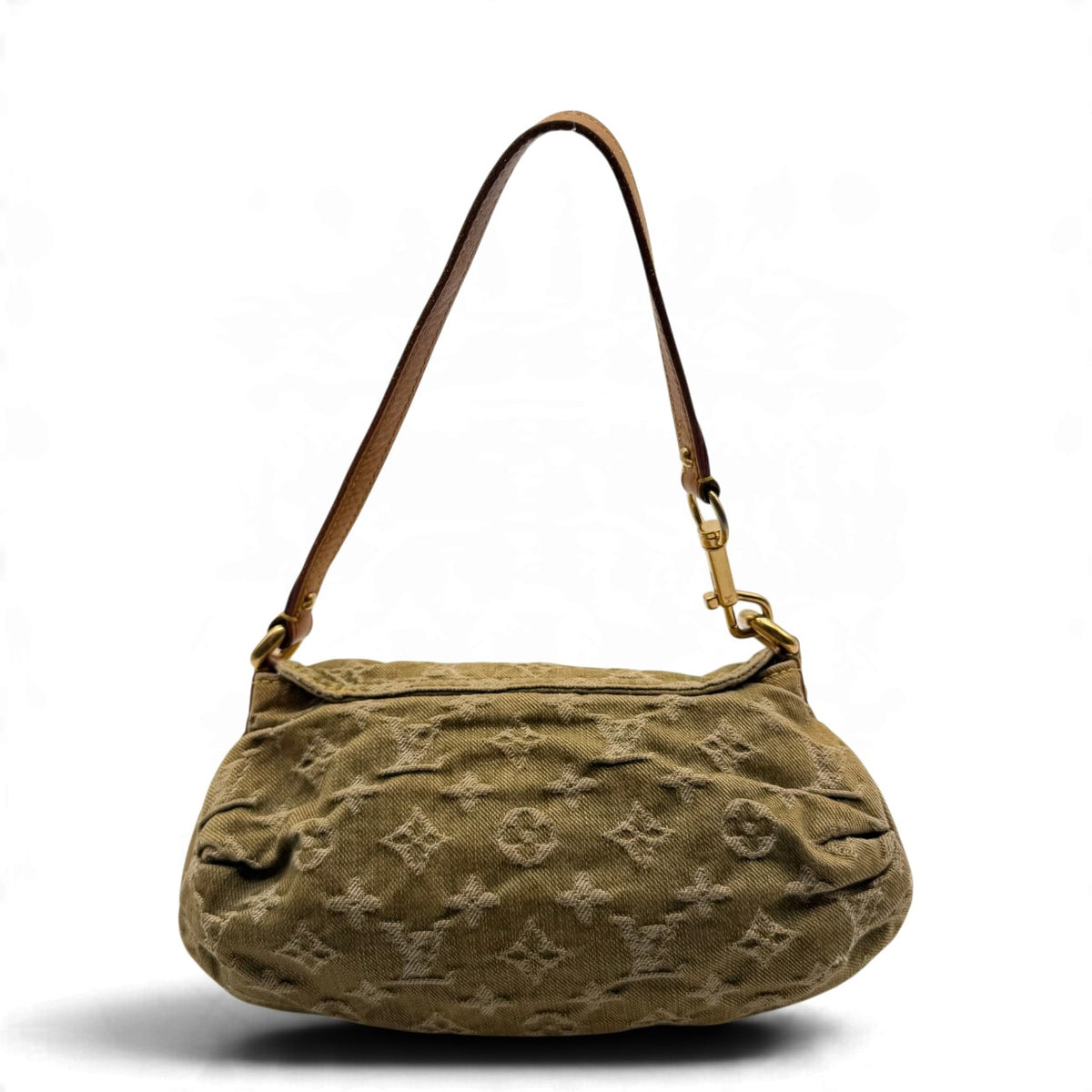 Louis Vuitton Schultertasche Mini Pleaty aus Denim monogram khaki – Gesamtansicht