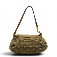 Louis Vuitton Schultertasche Mini Pleaty aus Denim monogram khaki – Gesamtansicht