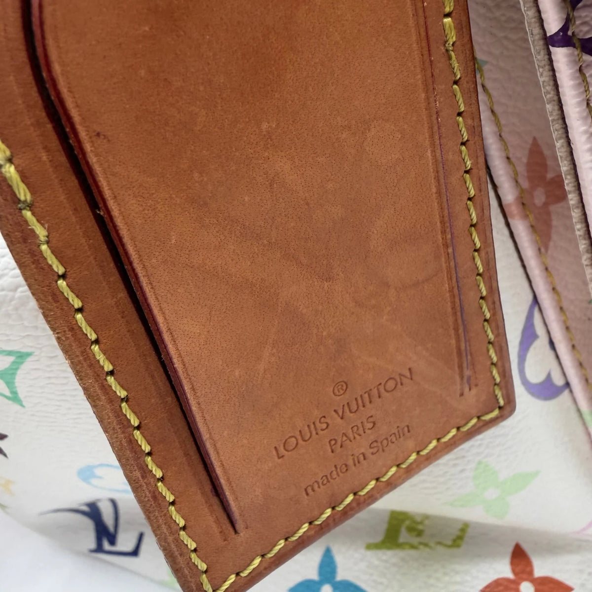 Louis Vuitton Schultertasche Sac Noé Petit x Murakami multicolour weiß – Prägung im Detail