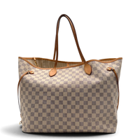 Louis Vuitton Shopper Neverfull GM mit Clutch Damier Azur weiß – Gesamtansicht