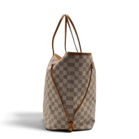 Louis Vuitton Shopper Neverfull GM mit Clutch Damier Azur weiß – Seitenansicht