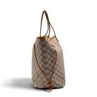Louis Vuitton Shopper Neverfull GM mit Clutch Damier Azur weiß – Seitenansicht