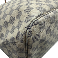 Louis Vuitton Shopper Neverfull GM mit Clutch Damier Azur weiß – Ecken im Detail