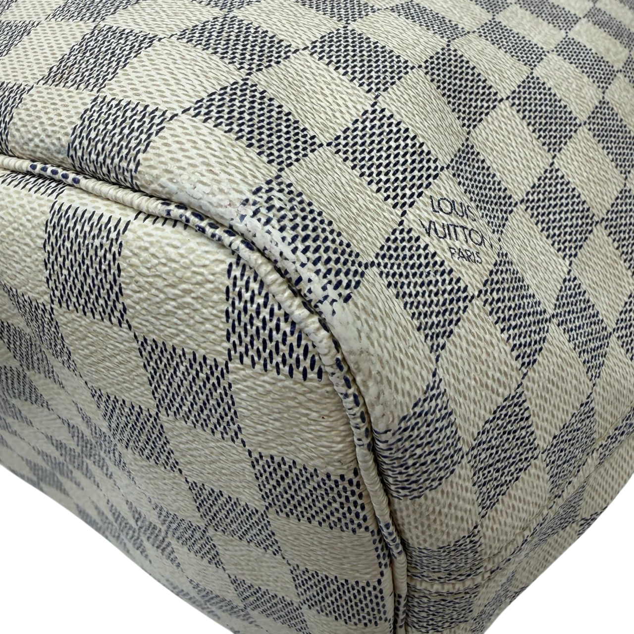 Louis Vuitton Shopper Neverfull MM Damier Azur weiß