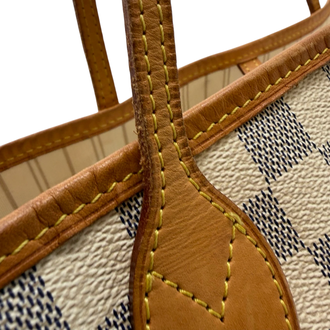 Louis Vuitton Shopper Neverfull MM Damier Azur weiß