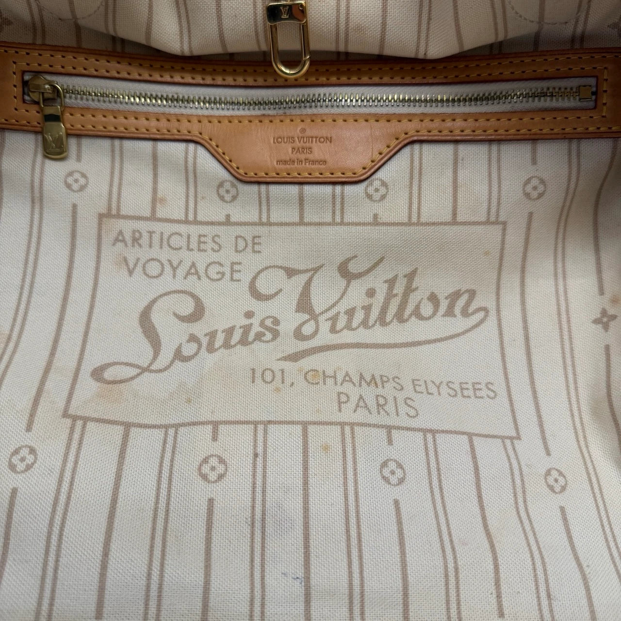 Louis Vuitton Shopper Neverfull MM Damier Azur weiß