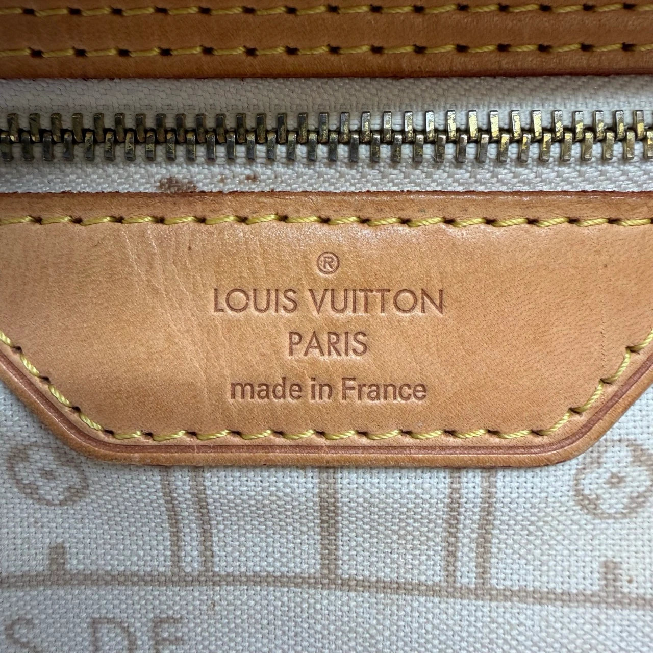 Louis Vuitton Shopper Neverfull MM Damier Azur weiß