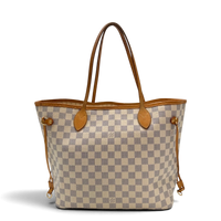 Louis Vuitton Shopper Neverfull MM Damier Azur weiß