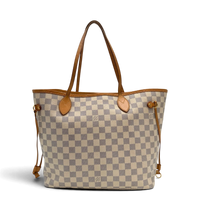 Louis Vuitton Shopper Neverfull MM Damier Azur weiß
