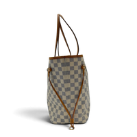 Louis Vuitton Shopper Neverfull MM Damier Azur weiß