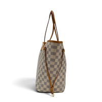 Louis Vuitton Shopper Neverfull MM Damier Azur weiß