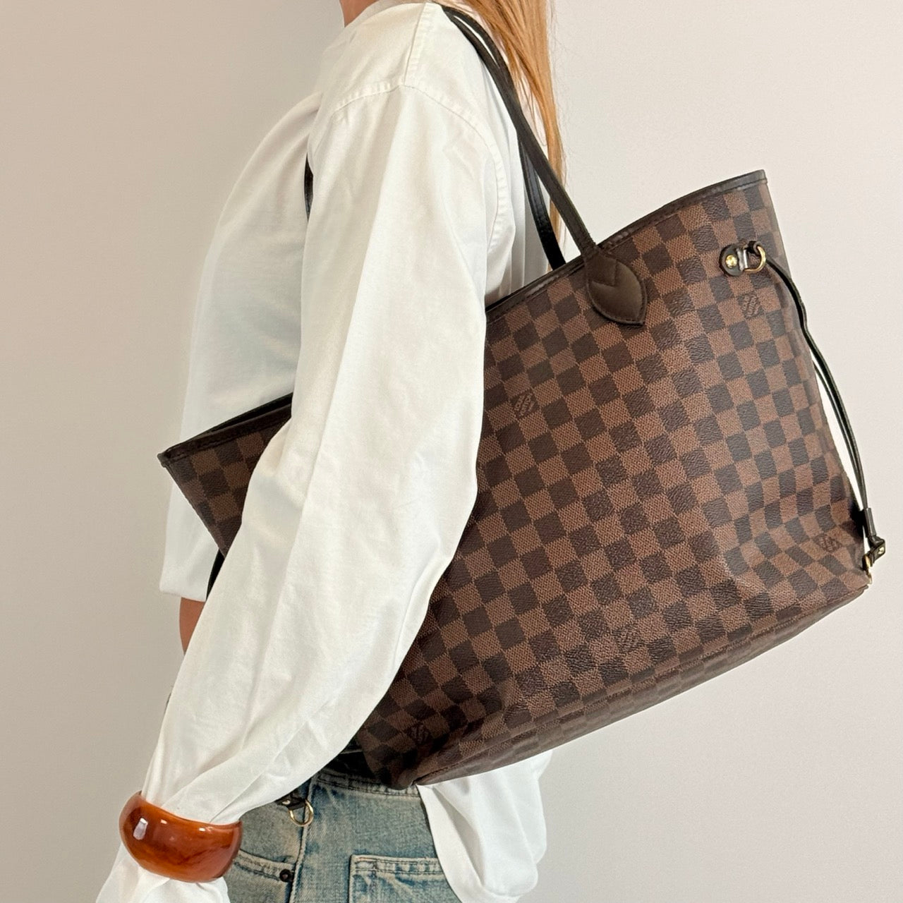 Louis Vuitton Shopper Neverfull MM Damier Ebene braun