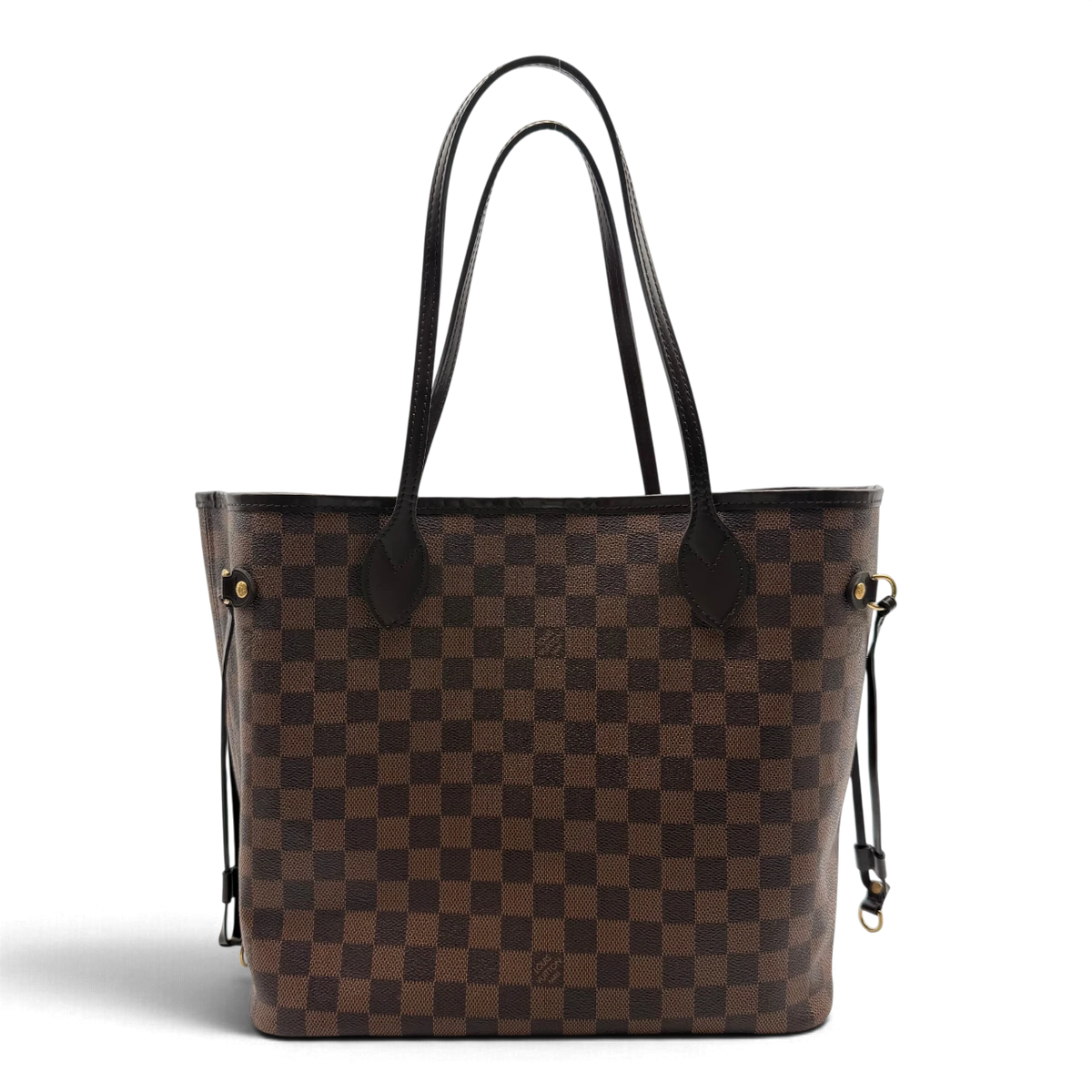 Louis Vuitton Shopper Neverfull MM Damier Ebene mit Clutch braun – Gesamtansicht
