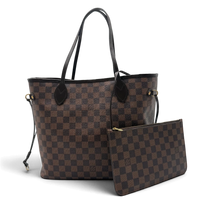 Louis Vuitton Shopper Neverfull MM Damier Ebene mit Clutch braun – Gesamtansicht