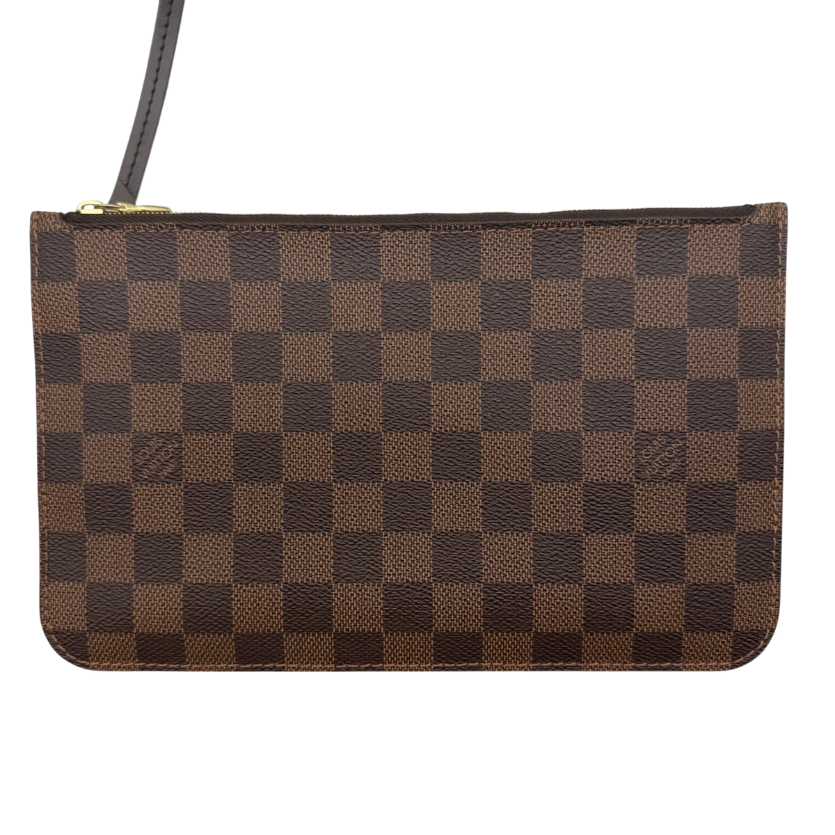 Louis Vuitton Shopper Neverfull MM Damier Ebene mit Clutch braun – Zubehör: Pochette