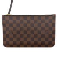 Louis Vuitton Shopper Neverfull MM Damier Ebene mit Clutch braun – Zubehör: Pochette