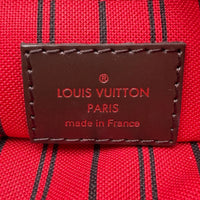 Louis Vuitton Shopper Neverfull MM Damier Ebene mit Clutch braun – Prägung im Detail