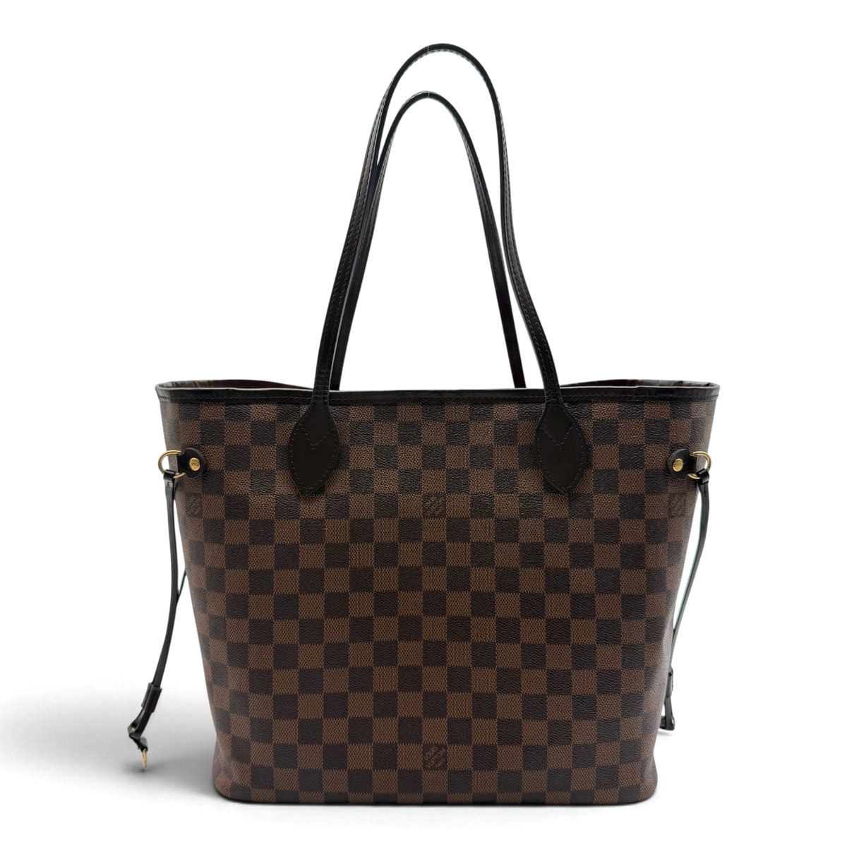 Louis Vuitton Shopper Neverfull MM Damier Ebene mit Clutch braun – Gesamtansicht