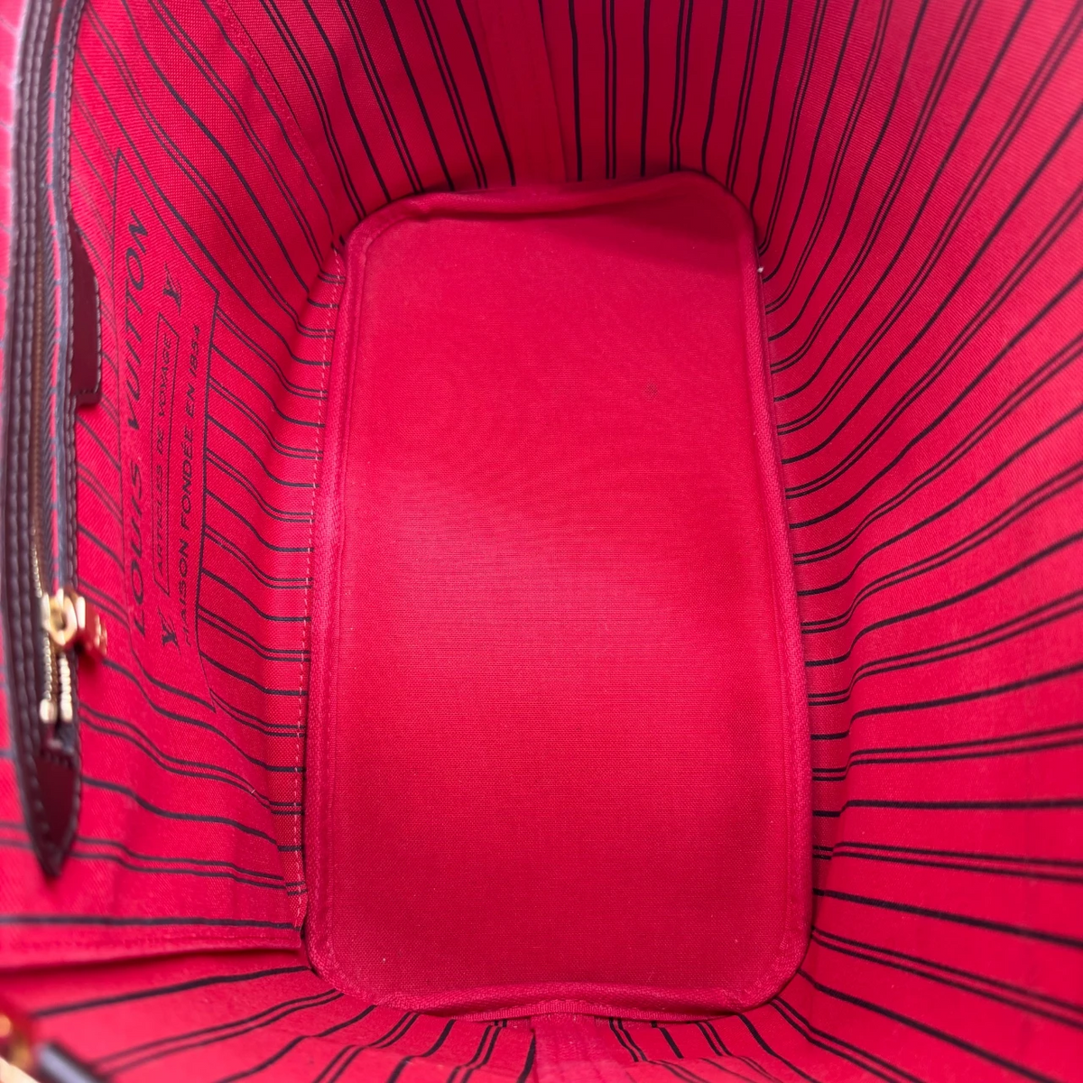 Louis Vuitton Shopper Neverfull MM Damier Ebene mit Clutch braun – Innenansicht