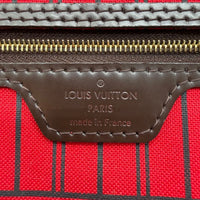 Louis Vuitton Shopper Neverfull MM Damier Ebene mit Clutch braun – Datumscode im Detail