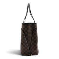 Louis Vuitton Shopper Neverfull MM Damier Ebene mit Clutch braun – Seitenansicht