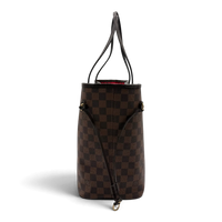 Louis Vuitton Shopper Neverfull MM Damier Ebene mit Clutch braun – Seitenansicht